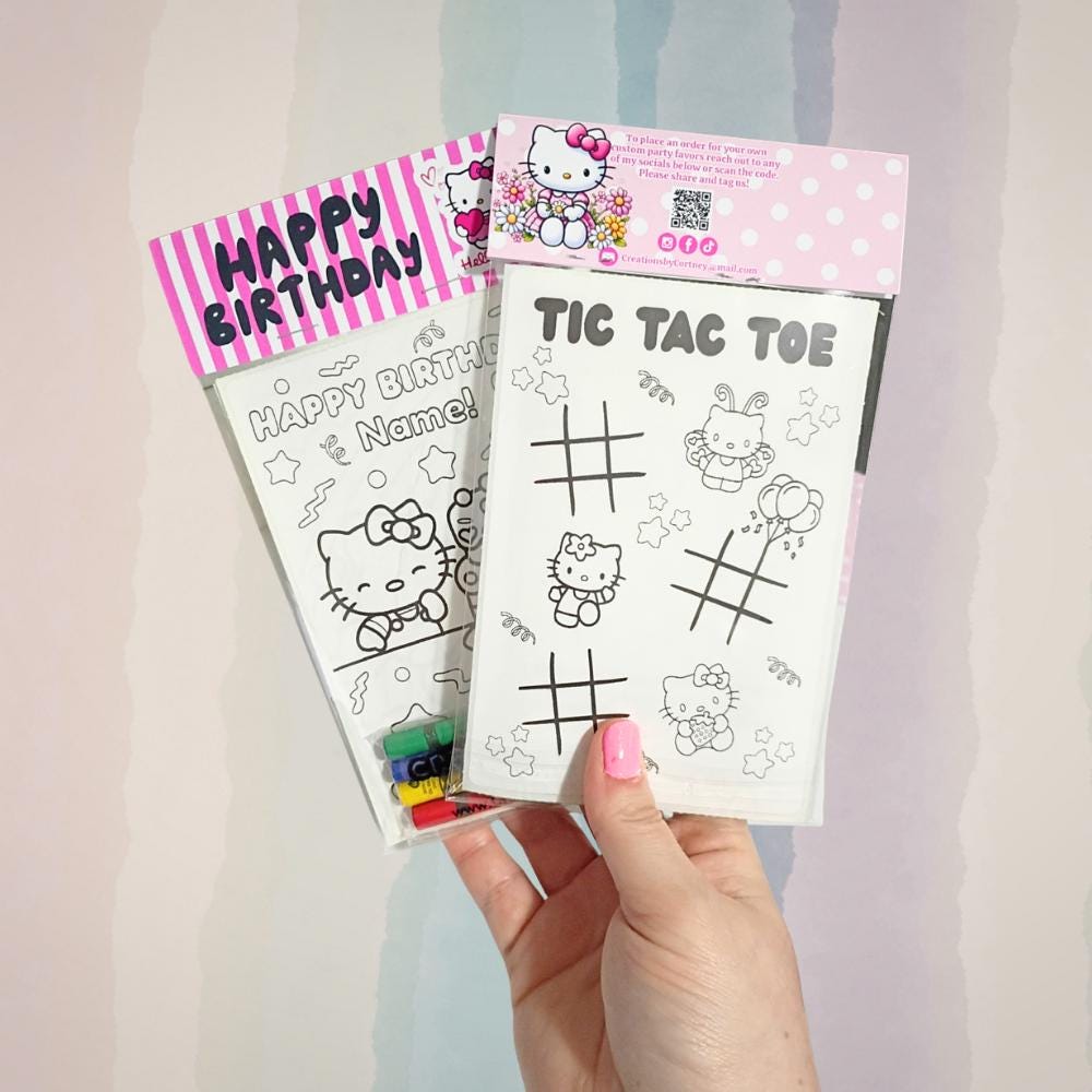 Hello Kitty Birthday Party Favor • Kids Coloring & Activity Pack • Personalized Goodie Bag • Physical Party Favor Set