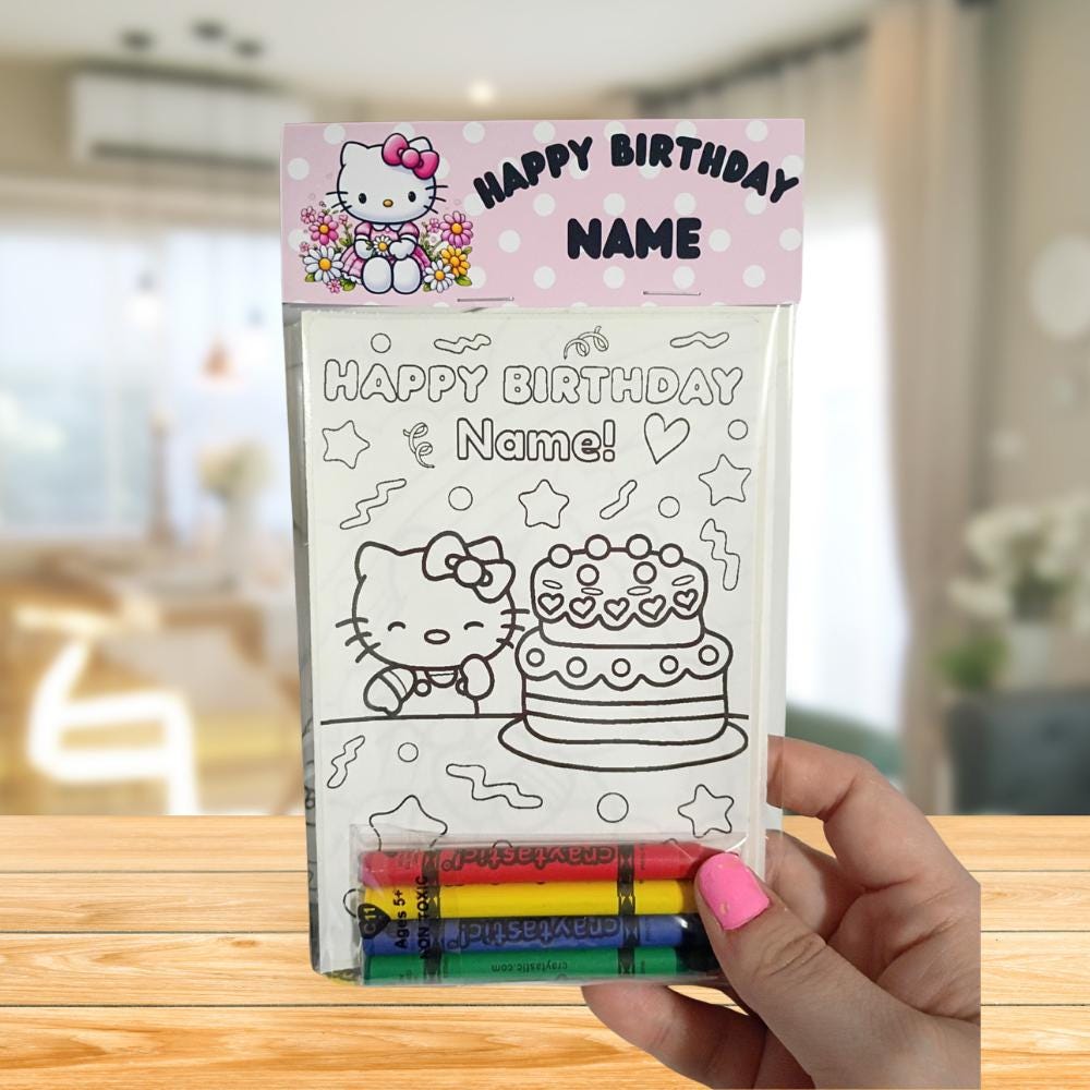 Hello Kitty Birthday Party Favor • Kids Coloring & Activity Pack • Personalized Goodie Bag • Physical Party Favor Set
