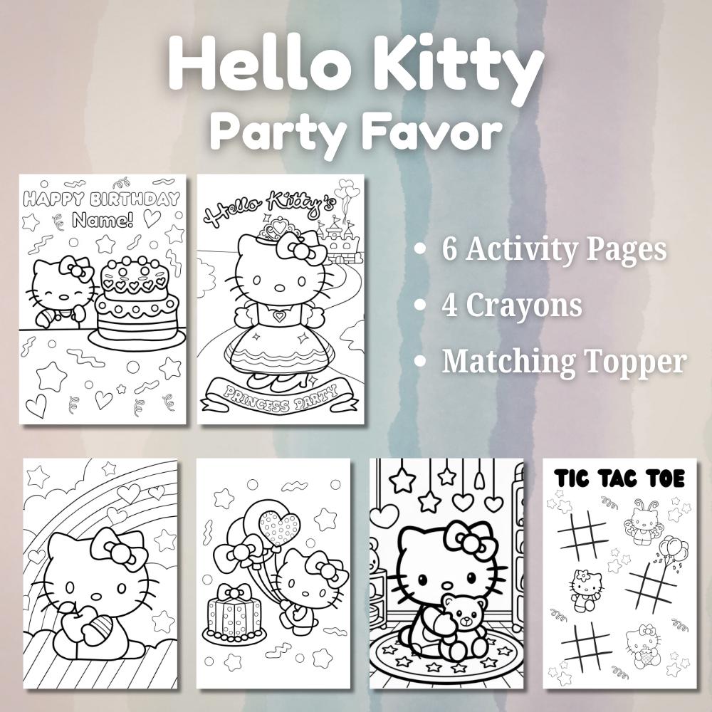 Hello Kitty Birthday Party Favor • Kids Coloring & Activity Pack • Personalized Goodie Bag • Physical Party Favor Set