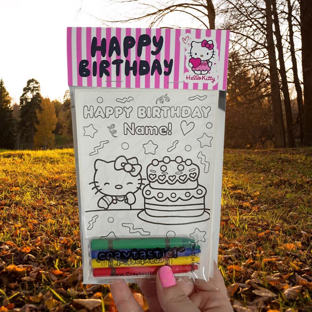 Hello Kitty Birthday Party Favor • Kids Coloring & Activity Pack • Personalized Goodie Bag • Physical Party Favor Set